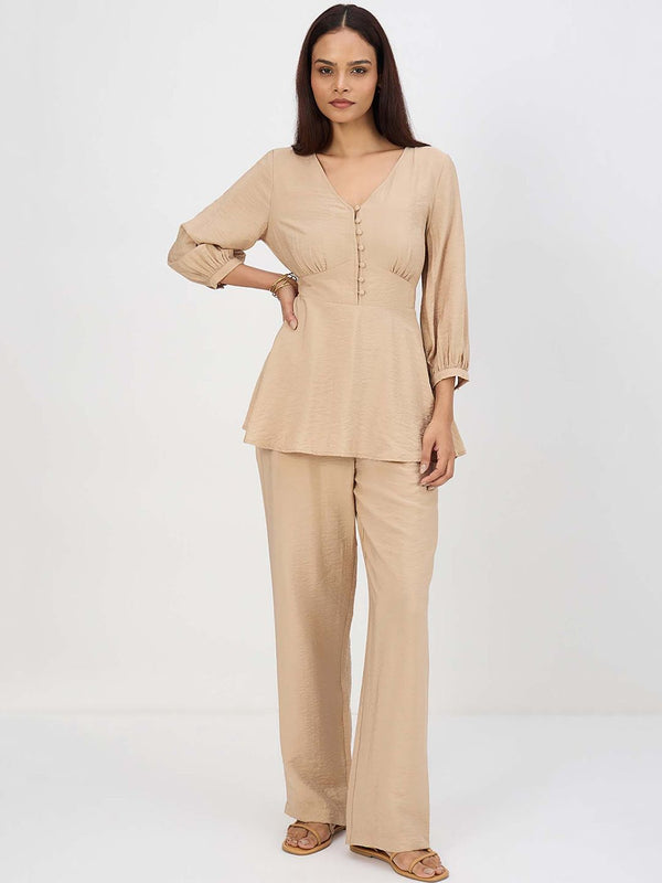 Beige Corset Detail Co-Ord