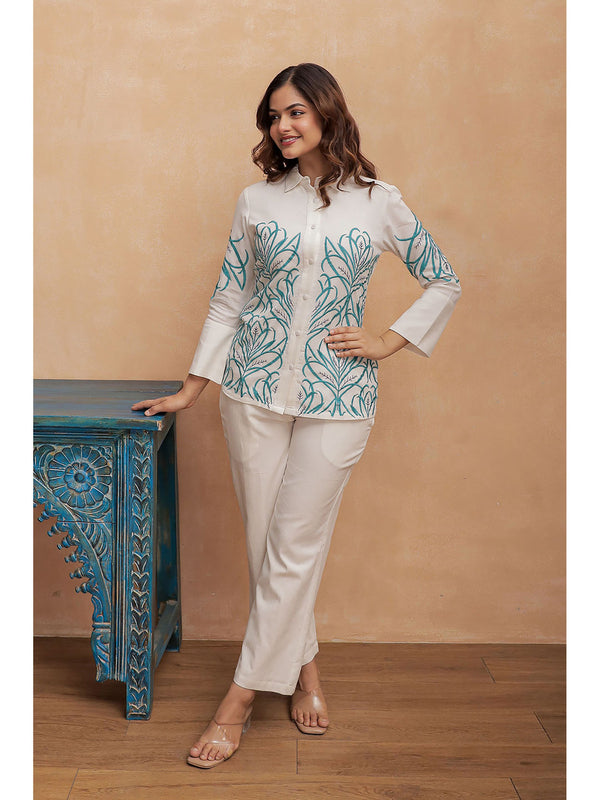 Blue Zuri Embroidered Co-Ord (Set of 2)